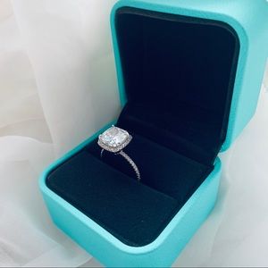 3.25Ct Halo Sterling Silver 925 Cushion Cut Engagement Solitaire Ring